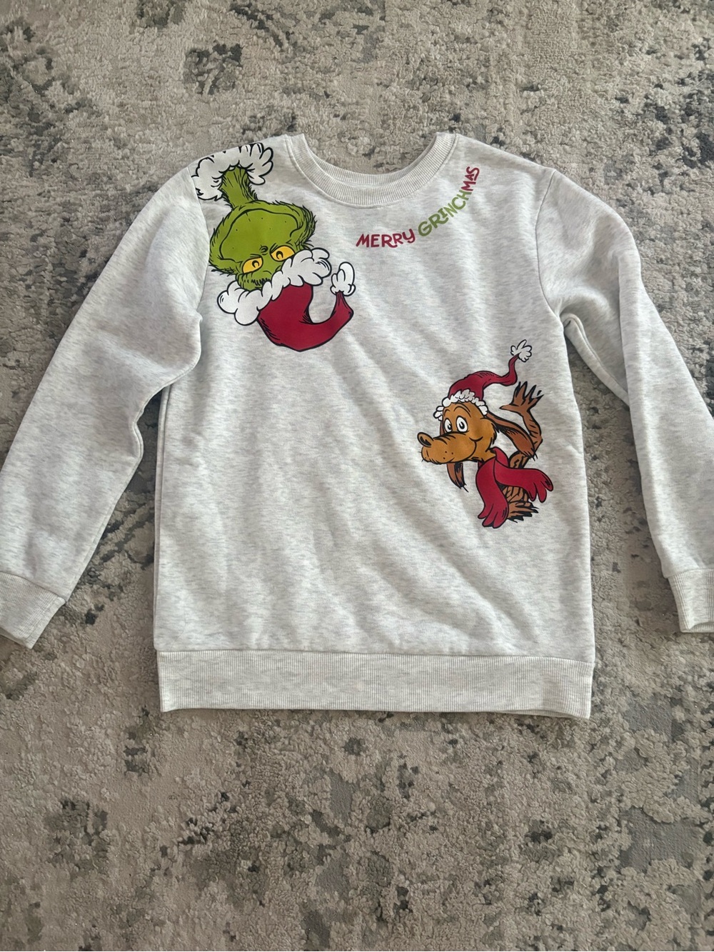 The Grinch Kids' Gray Holiday Sweatshirt with Grinch & Max